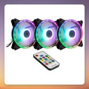 Inter-Tech Argus RS-07 RGB 120 mm PWM Case Fan 3-Pack with Remote, Black image