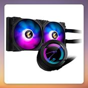 GigaByte AORUS WATERFORCE 280 mm AIO Liquid CPU Cooler, ARGB, Black image