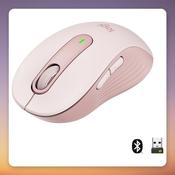 Logitech Signature M650 Wireless Mouse, Size M, Rose, Bluetooth &amp;amp; Logi Bolt