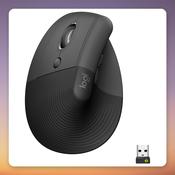 Logitech Lift Left-Handed Vertical Ergonomic Wireless Mouse, Graphite, Logi Bolt/Bluetooth image