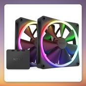 NZXT F140 RGB Twin Pack 140 mm PWM Case Fans with RGB &amp;amp; Fan Controller, Black
