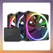 NZXT F120 RGB 120 mm Case Fans, Black, 3-Pack with RGB &amp;amp; Fan Controller