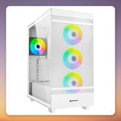 Sharkoon Rebel C50 RGB ATX Mid-Tower Case, White, Tempered Glass, 4x ARGB Fans
