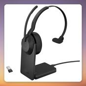 Jabra Evolve2 55 Wireless Mono Headset with Charging Stand, Link380a USB-A, Black image