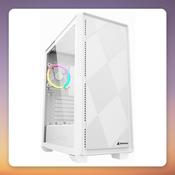 Sharkoon VS8 RGB ATX Mid Tower Case, White, Tempered Glass, 3 Fans