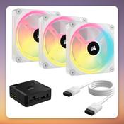 Corsair iCUE LINK QX120 RGB 120 mm PWM Fan Starter Kit, White, 3-Pack with iCUE LINK Hub image