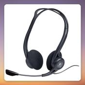 Logitech PC Headset 960 USB On-Ear Stereo Headset with Noise-Cancelling Microphone, Black image