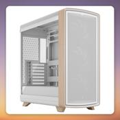 Fractal Design Summit Midi-Tower Case, Chalk White with Wood Accents, Tempered Glass image