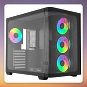 Ocypus Iota C70 Curve ARGB Digital Mid-Tower Case, Black, 270° Panoramic Glass