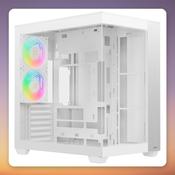 Ocypus Delta C74 ARGB ATX Mid-Tower Case, White, Panoramic Tempered Glass