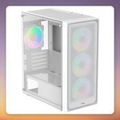 Ocypus Gamma C50 ARGB Micro-ATX Mini-Tower Case, White, Tempered Glass image