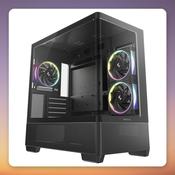 Deepcool CG380U 3F Micro-ATX Case, Black, Panoramic Tempered Glass, 3x 120 mm ARGB Fans image