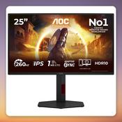AOC AGON 25G4ZR 24.5" Full HD Fast IPS 240Hz Gaming Monitor, Black
