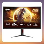 AOC AGON C27G4Z2 27" Curved Gaming Monitor, Full HD, 240 Hz (260 Hz OC), Fast VA image