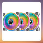 Thermaltake Riing Quad 12 RGB Radiator Fan TT Premium Edition 120 mm PWM, White, 3 Pack with Controller image