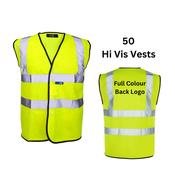 50 Hi-Viz Yellow Waistcoats With Full Colour Logo image