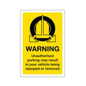 Vehicle May Be Clamped Or Removed - Sign