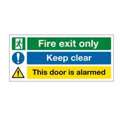 Fire Exit Keep Clear Door Is Alarmed Sign