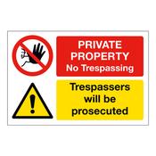 Private Property - No Trespassing Sign