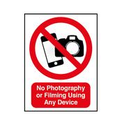 No Photography Or Filming Sign