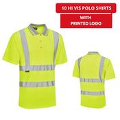 10 Hi Vis Yellow Polo Shirt With Printed Logo - (Bundle Deal) image