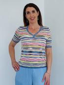 Coster Copenhagen colourful short-sleeved blouse with v-neck image