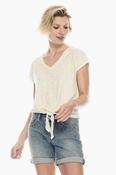 Garcia Off White Top with Gold Allover Panther Pattern